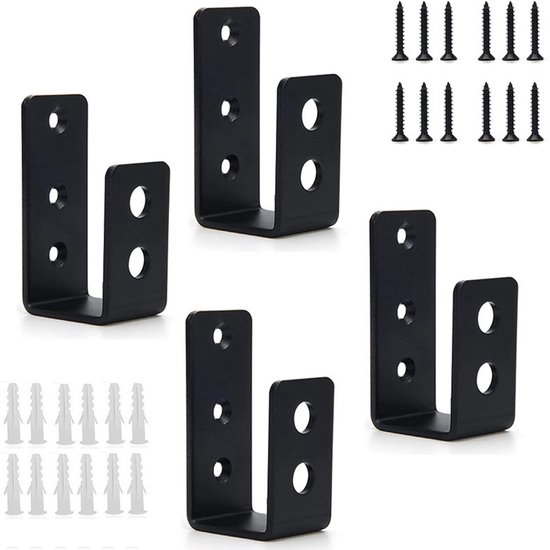 Open paalframe U-vormige beugel poortveiligheidsbeugel voor wegversperringen zware metalen beugel poorthekversterkingsset - 4 stuks van Merkloos	