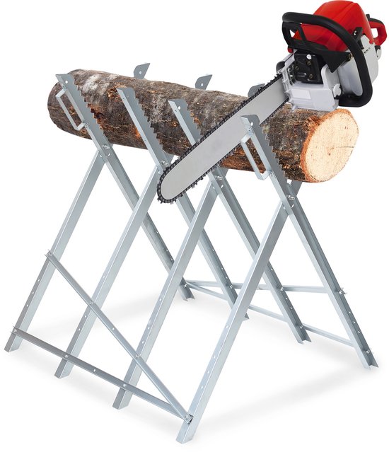 Opklapbare verzinkte zaagbock - zaaghulpmiddel met 3 houders en tanden - tot 150 kg - 79,5x82x80 cm van VONROC