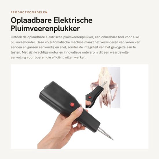 Oplaadbare Elektrische Pluimveerenplukker - Kippenplukker - Volautomatisch en Efficiënt - Draagbaar - Geschikt voor Eenden en Ganzen - Pe...
