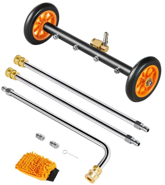Oppervlaktereiniger & Onderwagenreiniger voor hogedrukreiniger - Ø 41,5 cm - Roestvrij Staal - Max. 4000 PSI/276 bar - Hoekverstelling - 2 Verlengstaven - Voor oprit & terras van Merkloos	