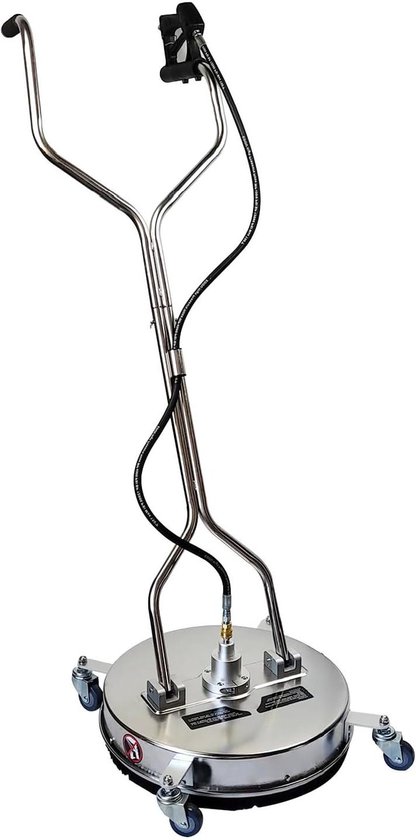 Oppervlaktereiniger - Terrasreiniger - Opritten Reinigen - Met 4 Wielen - 20 Inch - Zilver Zwart