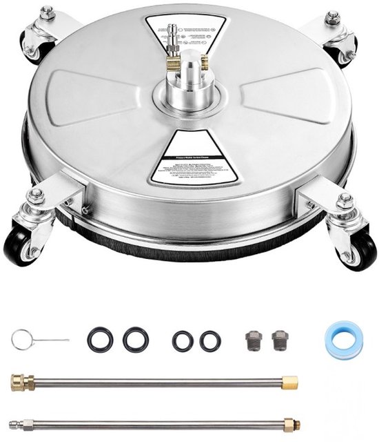 Oppervlaktereiniger voor Hogedrukreiniger - Terrasreiniger - Ø 43 cm - RVS Behuizing - 4 Wielen - Tot 4000 PSI (276 bar) - 6,35 mm Snelkoppeling - 2 Verlenglansen van Merkloos	