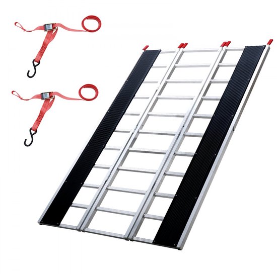 Oprijplaat/Oprijramp - Drievoudig Opvouwbaar - Draagvermogen 680 kg - Extra Breed 2160 x 1375 mm - Voor Motorfiets, ATV/UTV, Tuintractor, Grasmaaier