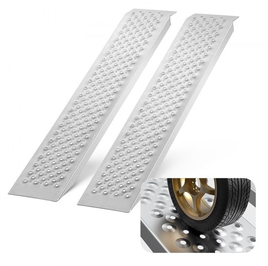 Oprijplaten - Laadbrug 2-delig - Draagvermogen 680 kg - Extra Breed - 216 x 137,5 cm - Voor Auto, Motorfiets, ATV, UTV, Aanhanger, Tuintractor, Grasmaaier