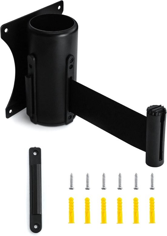 Oprolbare afzetlint - veilig remsysteem - personengeleidingssysteem - 3 m gordel - zwart van Verdemax