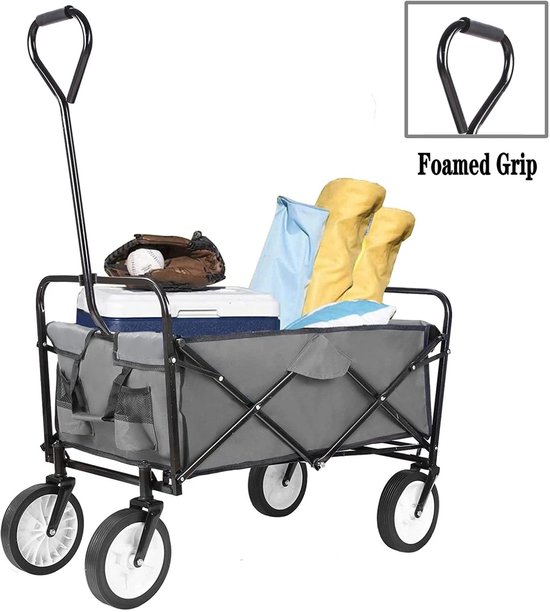 Opvouwbaar Bolderkar - Wagen - Strandkar - Bolderwagen - Sterke Camping - en Strandwagen met Wielen en Handvat - 75 kg laadvermogen - Grijs van Onbekend.