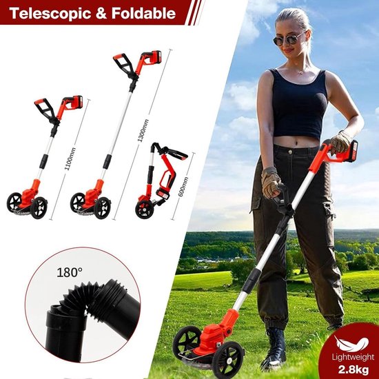 Opvouwbare Draadloze Elektrische Grasmaaier, borstelloze grasmaaier met 2 4000mAh 21V batterijen, draagbare outdoor grasmaaier van Merkloos	