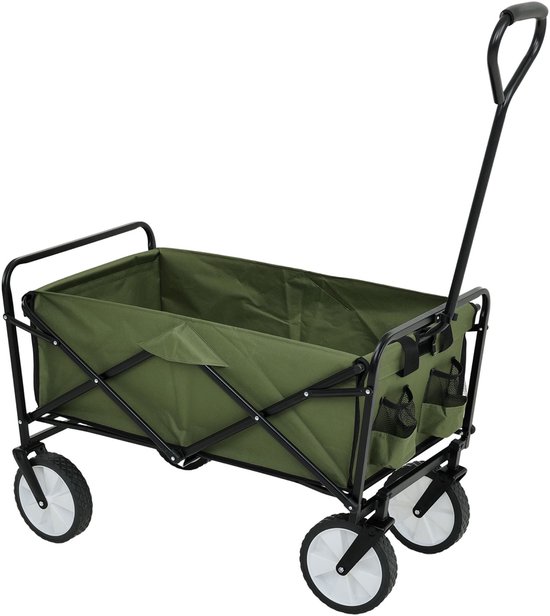 Opvouwbare Groene Transportwagen TYRS 145L - Robuust & Zelfmontage Geschikt 110kg Belastbaar - Ideaal voor Reizen en Outdooractiviteiten - Duurzaam Metaal en Oxfordstof - Compact & Handig Design van TYRS
