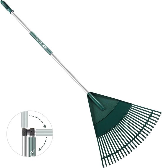Opvouwbare handgreep hark - 26 tines - GREEN. Leak Rake