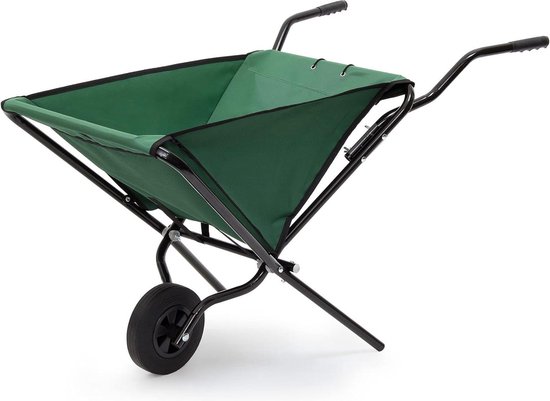 Opvouwbare kruiwagen van stevig staal - 56 liter - 1 wiel - groen - tuinwagen met handvat Kruiwagen van Green Arrow