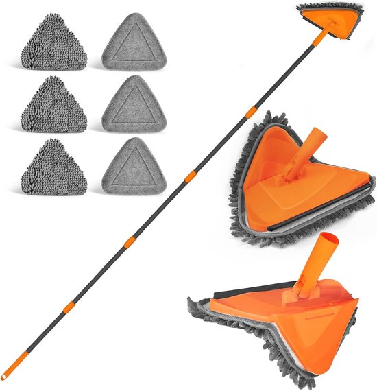 Opvouwbare Plint Cleaner Tool - 180° Wandwisser voor Vloerlijsten - Oranje van Merkloos	