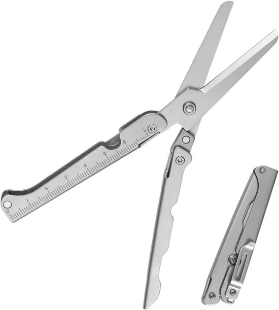 Opvouwbare Schaar - Mini Gereedschap - Reizen en Tuinieren - Met Meetliniaal - 20 cm - Zilver