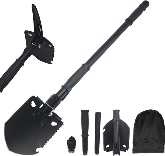Opvouwbare schep multifunctioneel survival schep camping schep met veiligheidshamer verstelbare steel carbon staal 81 cm