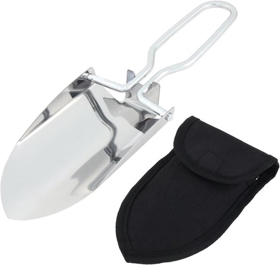 Opvouwbare schep - Plantenschep - Vouwschep - RVS - Tuin - Compacte Handschep - Klapschep - Schep - Voor Onkruid Verwijderen Graven Patio Bloembedden - 22.2×6.4cm - Zilver van Merkloos	