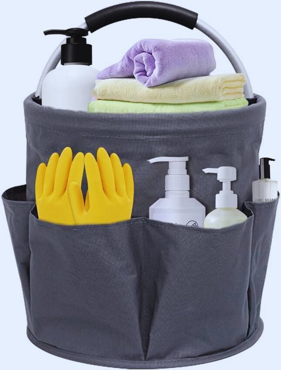Opvouwbare Schoonmaakmiddel-Organizer Met Handvat En 6 Vakjes - Universele Tuingereedschap- En Poetstas Voor Binnen - Tuin En Badkamer - Grijs van Merkloos	