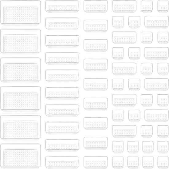 Organizer voor Lades - 60 delige Transparante Ladebakjes Set in 4 Formaten voor Badkamer en Keuken van iDesign