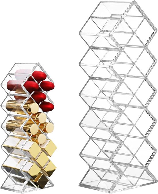 Organizer voor lippenstiften - 16 plaatsen transparante lippenstifthouder - display toren voor lipgloss en make-uptafel van Merkloos	