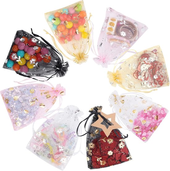 Organza geschenkzakken 10x15cm - 120 stuks in madeliefjesmotief - Perfect voor sieraden en cadeaus van Vivi Gade
