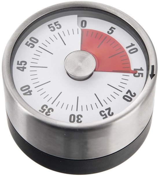 ORION - Analoge Keukentimer - Magnetisch - Roestvrij Staal - 6 cm van Merkloos	