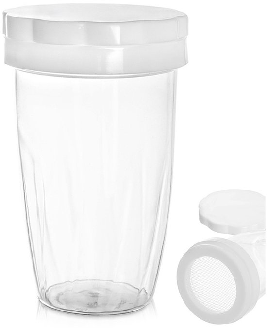 Orion - Pojemnik met Zeef - 250ml - Deksel - Transparant en Wit van Merkloos	