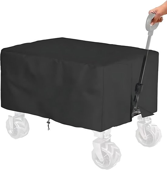 Outdoor Opvouwbare Wagenhoes - 90 x 50 x 45 cm - Oxford-stof - Waterdichte beschermhoes - Stevig en duurzaam - Tuin Trolleyhoes - Hoes voor trolley - Stofhoes - Geschikt voor opvouwbare tuinkarren - Zwart van OutDoor