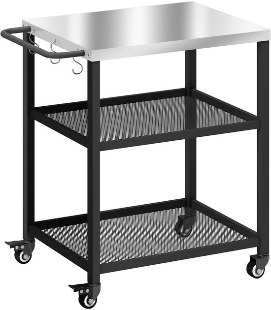 Outsunny grillwagen - roestvrij staal/metaal - 77x51x80H cm - zwart van Merkloos	