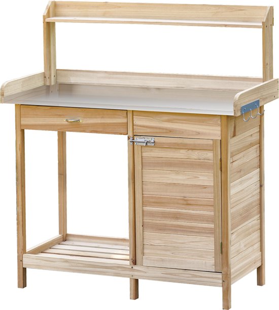 Outsunny - Plantentafel - met Lade - met Haak - Weerbestendig van Outsunny