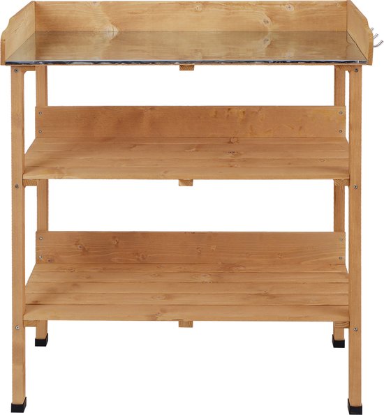 Outsunny - Planttafel - met metalen werkblad - 3 metalen haken van Merkloos	