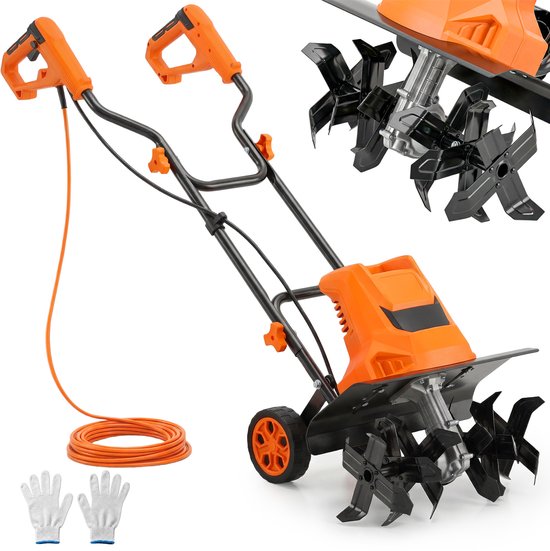 Outsunny Power Tillers - PP, 65Mn staal - 111 x 40 x 96 cm - Oranje