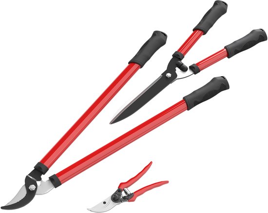 Outsunny Tuin Gereedschapsset Metaal, Kunststof 65L x 20B x 2,4H cm Rood van Outsunny