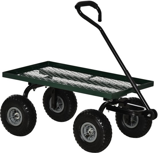 Outsunny Tuinkar Staal 94x48,5x100cm Groen van Outsunny