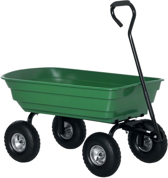 Outsunny tuinkar - Staal, rubber - 108x52x100cm - Groen van Merkloos	
