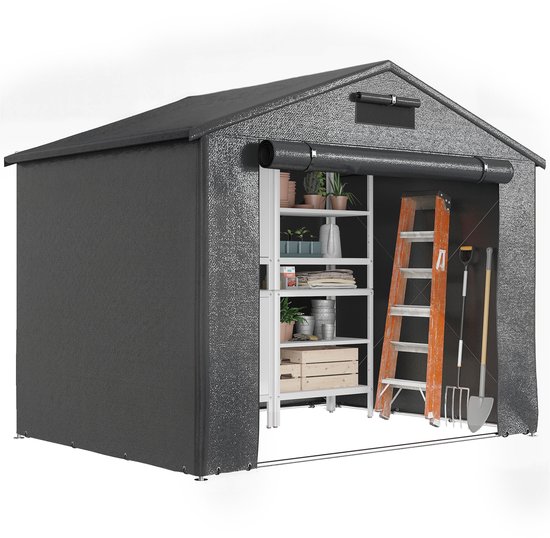 Outsunny Tuinschuur-Staal, PE-247L x 180B x 202H cm-Donkergrijs van Merkloos	