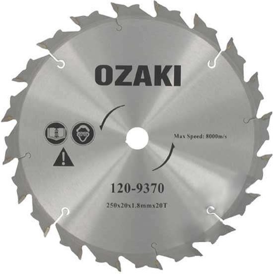 Ozaki Carbid bosmaaiermes 20 tanden - Snijbreedte 250mm, boring: 20,0mm, dikte: 1,8mm van Ozaki