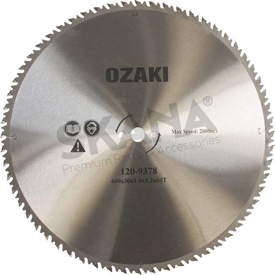Ozaki Cirkelzaagblad met hardmetalen tanden Ø: 600mm, asgat: 30 mm, dikte: 3mm van Ozaki