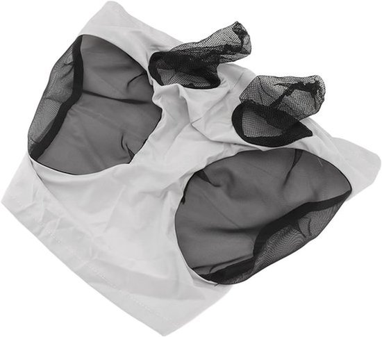 Paardenvliegmasker, ademend, rekbaar, elastisch, paardengezichtsmasker met elastiek, beschermt tegen muggen voor in de stal (grijs)