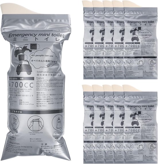 Pack of 10 Urine Bags - 700 ml Portable Nature Sect Bags - Toilets Urinal Vomit Bag voor Camping Reizen Auto Jam Actieve levensstijl Mannen Vrouwen Kinderen van Merkloos	