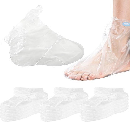Pack of 100 Voetmaskers - Wegwerpsokken - Clear Plastic Disposable Boots - Hot Spa Socks - Voetbedekking - Plastic Sokken - Voetmasker van Merkloos	