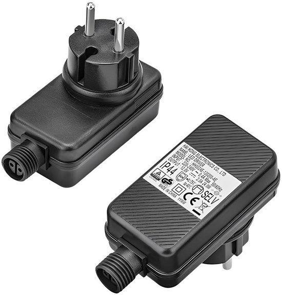 Pack of 2 LED power supply - 12 V 2 A - IP44 waterproof - AC adapter - power adapter for garden lighting - EU plug adapter for Christmas lights - mains lights van Merkloos	