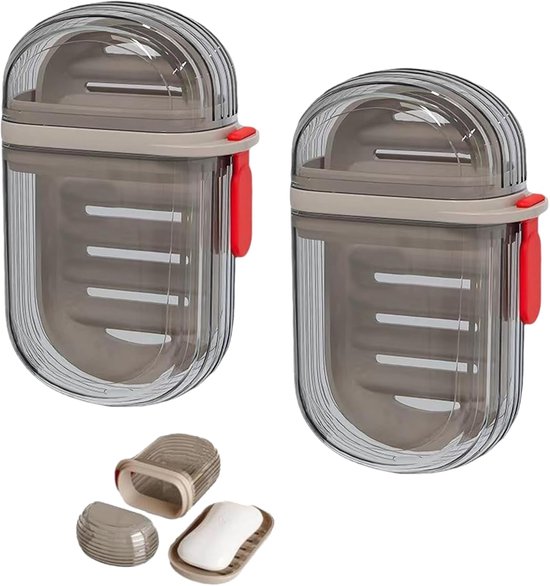 Pack of 2 Travel Soap Dish - Waterproof Improved Leakproof Soap Box - Plastic Soap Dish with Drainer - Drain Soap Holder van Merkloos	