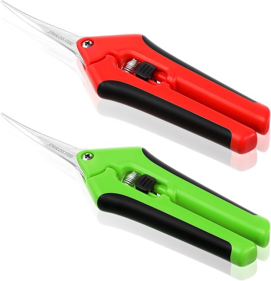 Pack of 2 Tuin Scharen - Oogstschaar - Snoeischaar met Gebogen Titanium Coated Bladen - Vergrendelbare Handgreep - 16.5 cm - Bonsai Schaar - Rozen Scharen - Planten Schaar van Merkloos	