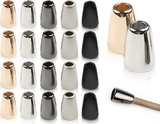 Pack of 20 Metal Cord Ends - End Hoods - Cord Ends voor Cords - Sportswear - Backpack - Cord Stopper van Merkloos	