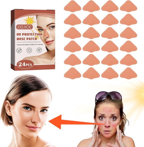 Pack of 24 zonbescherming voor neus - neusbescherming - neusstrips - zonpatches - neuspatches - sport - UV neusbescherming - buiten neusbescherming - neusbescherming voor buitensporten van Merkloos	