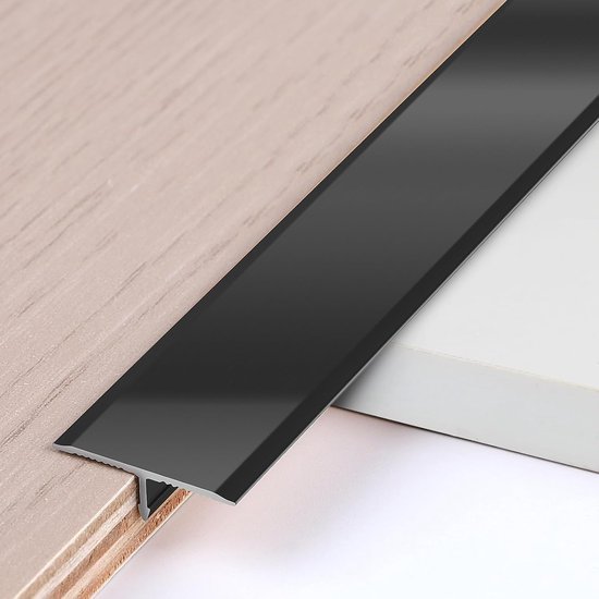 Pack of 3 Aluminium T-Profile 0.9 m × 2 cm voor Overgangen Tussen Tegels - Vloeren - Tapijten - Zwart van BloQ Profiles