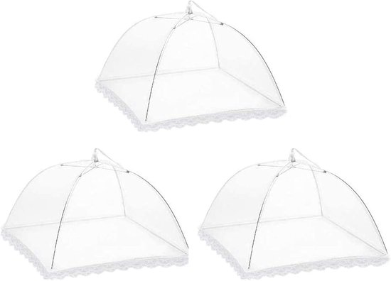 Pack of 3 Vouwbare Voedseldeksels - Fruit Cap Cake Cover - Vliegbescherming voor Barbecue - Feestjes - Buffet - Kamperen van Summertime