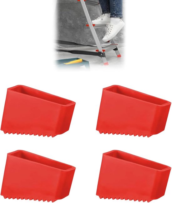 Pack of 4 - 50 x 20 mm - Ladder Feet - Beschermende Deksel - Ladder Basis - Rubber Voeten - Antislip Laddervoet Covers - Universele Ladder Voet Covers van Merkloos	