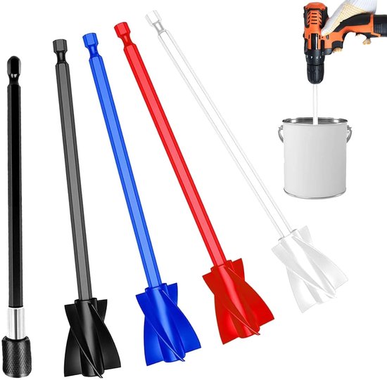 Pack of 4 Herbruikbare Verf Mixers - Verf Mixer - 3 Kleuren - 1/4 Boormachines - Epoxy Hars Meng Paddle - Epoxy Hars Roer Bevestiging voor Epoxy - Siliconen Mengsel - Schilderen - Keramische Glazuur van Merkloos	