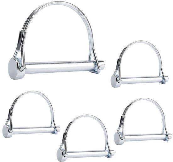 Pack of 5 Galvanized Carbon Steel Pipe Valves - Lock Clasp - Round Bracket - A Splint Safety Pin - Robust Safety Coupling for Farmhouse - Lawn - Garden - 5.8 x 77.8 mm van Merkloos	