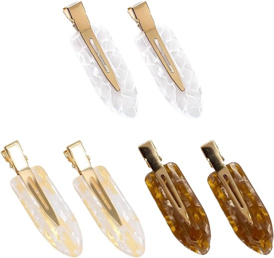 Pack of 6 Hair Pins - No Pleated Hair Clips for Women - Acrylic Resin Flat Clips - Curls Seamless Makeup Tool - 3 Kleuren van Merkloos	