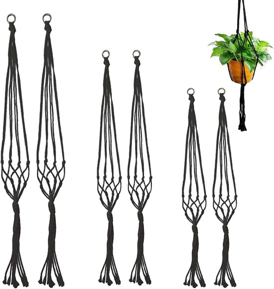 Pack of 6 Macrame Flower Hangers - Hanging Plants Pot - Cotton Rope Plant Holder - Hanger Plant Basket voor Binnen Buiten Decoratie van Piety of Soul
